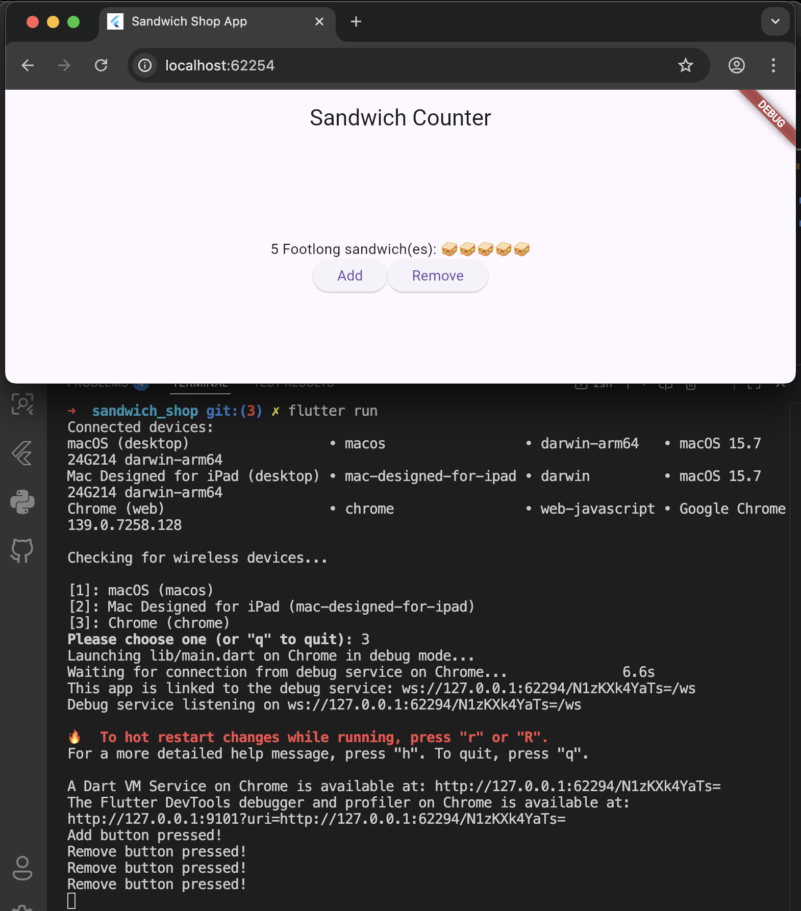 Output of button presses