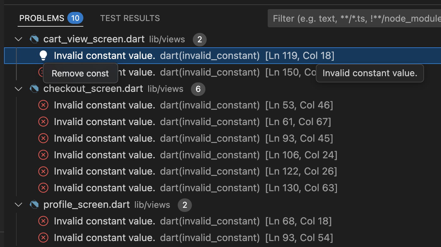 Problems View Screenshot