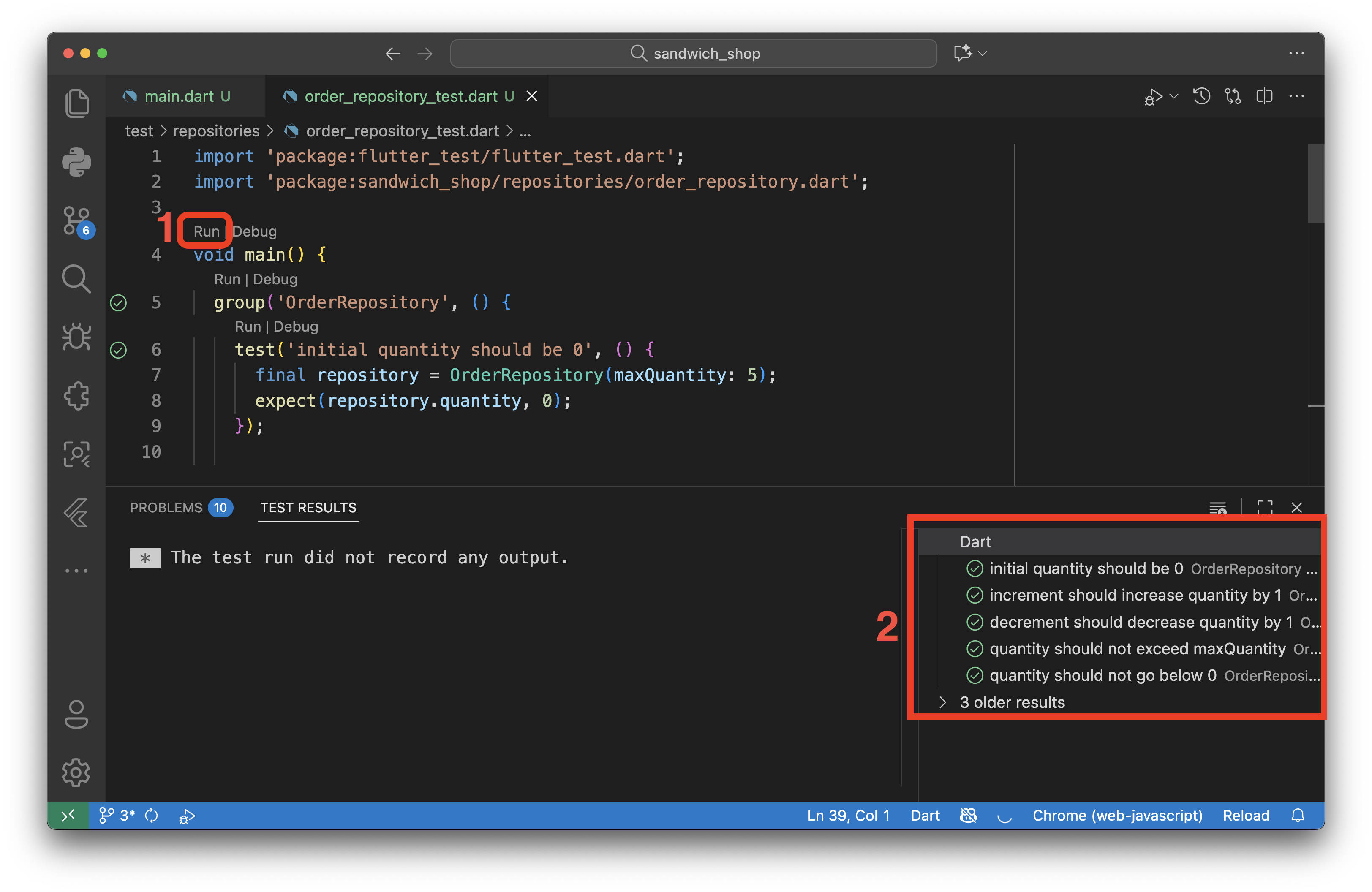 Running tests in VS Code
